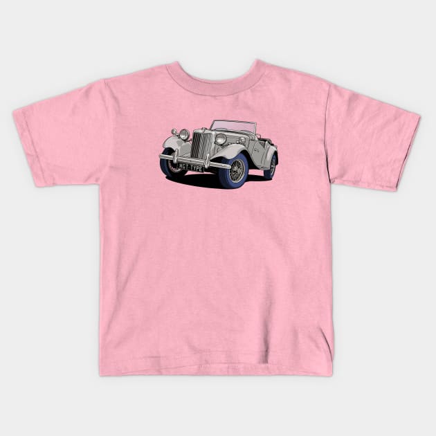 MG T Type Classic Car in Silver-Grey Kids T-Shirt by Webazoot